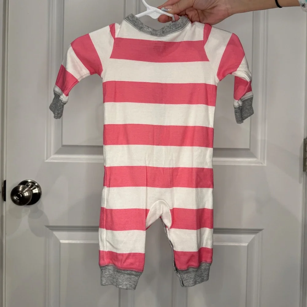 Carters Baby‎ Girl Pink Striped Ice Cream Romper Snap Up Jumpsuit Size 3 Months